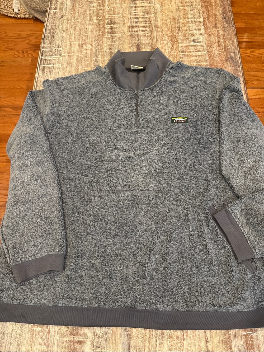 L.L. Bean Men’s Tumbled Sherpa 1/4 Zip Pullover Fleece Gray 3XL XXXL